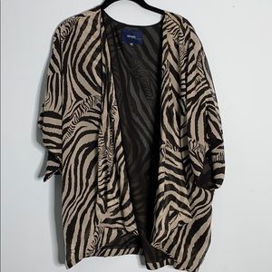 Eloquii zebra cascade collar jacket 22w